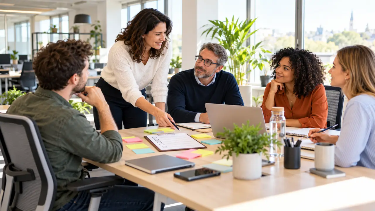 Équipe en entreprise échangeant autour de la qualité de vie au travail