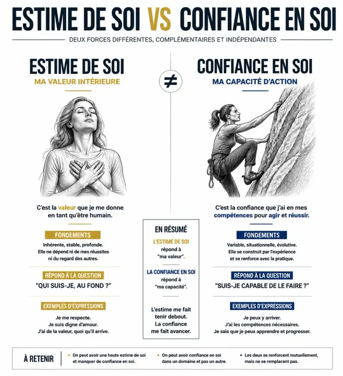 Différence entre estime de soi et confiance en soi