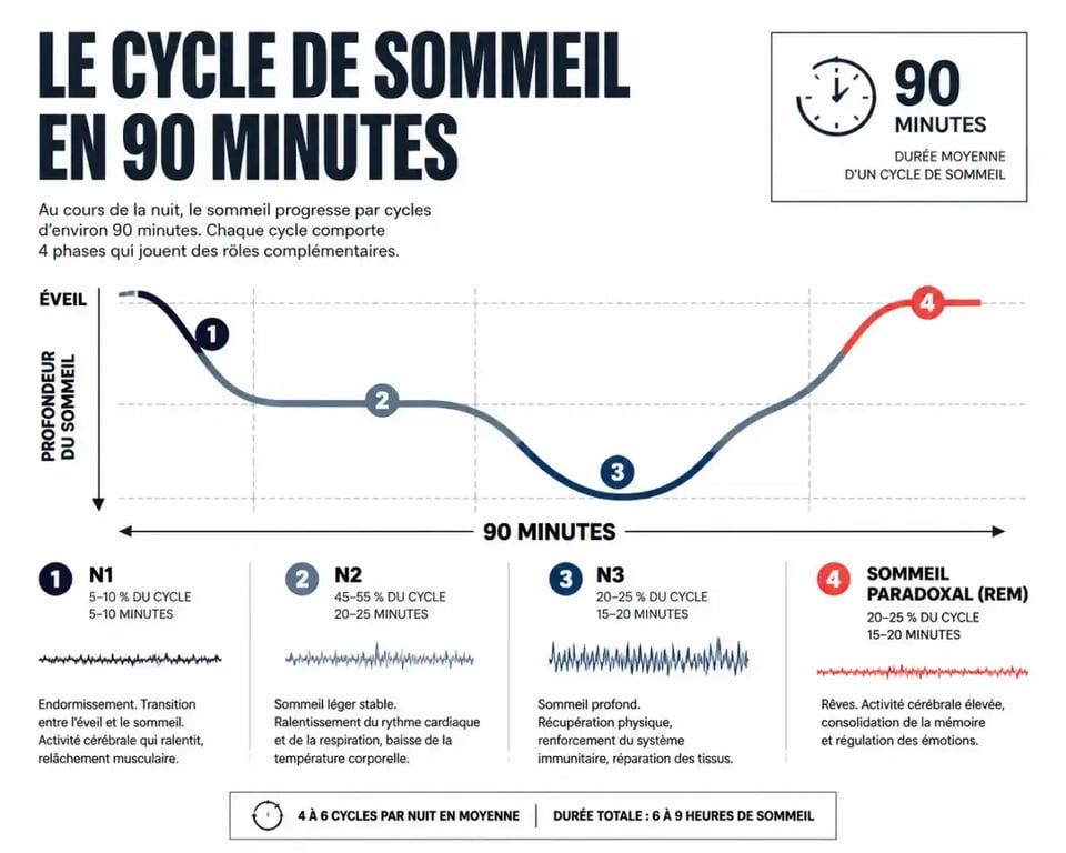 Schéma des cycles de sommeil pour optimiser son calculateur sommeil