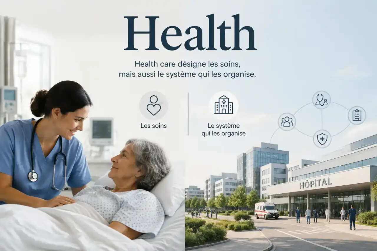 Health care désigne les soins, mais aussi le système qui les organise