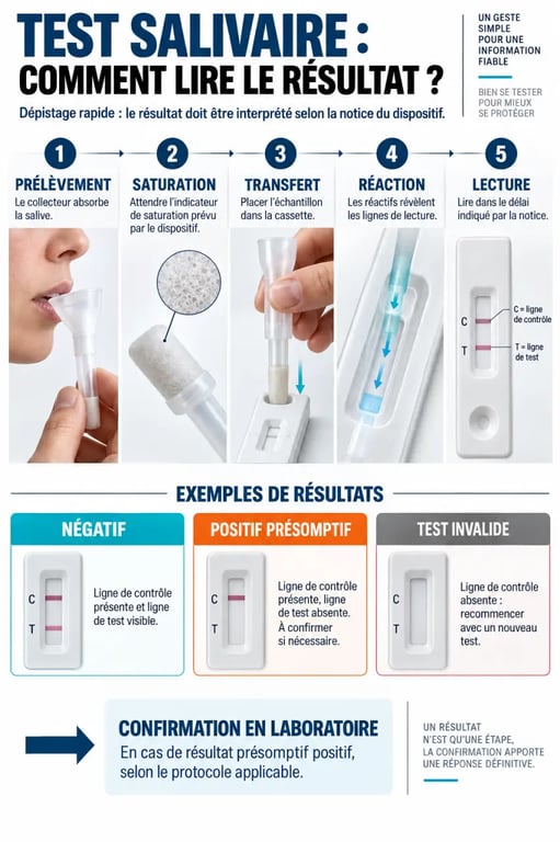 Schéma du fonctionnement d’un test salivaire de dépistage des drogues